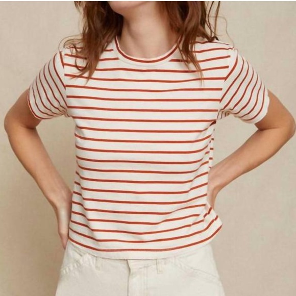 AMO Tops - AMO Babe Cotton Striped Cropped Tee Size XL